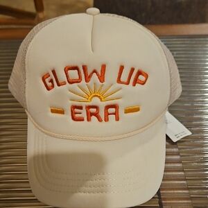 Anthropologie Cream and Orange Glow Up Era Cap